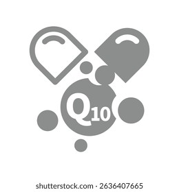 Coenzyme Q10 capsule vector icon. Supplement q 10 nutrient symbol.