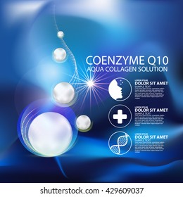 coenzyme q10 Serum and Background Concept Skin Care Cosmetic.