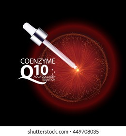 coenzyme q10 Serum and Background Concept Skin Care Cosmetic.
