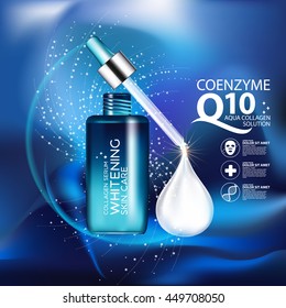 coenzyme q10 Serum and Background Concept Skin Care Cosmetic.