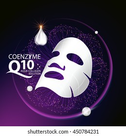 coenzyme q10 Serum and Background Concept Skin Care Cosmetic.