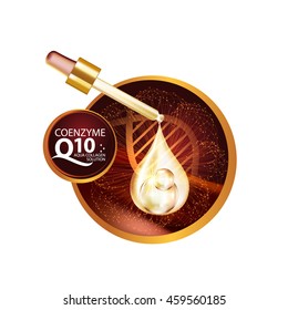 coenzyme q10 Serum and Background Concept Skin Care Cosmetic.