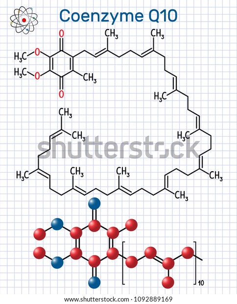 Coenzyme Q10 Ubiquinone Ubidecarenone Coenzyme Q Stock Vector Royalty Free 1092889169