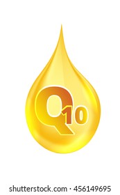 Coenzyme Q10. vector illustration of realistic drop oil icon isolated on white background.
