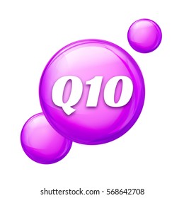 Coenzyme Q10. vector oil icon. Treatment drop pill capsule. Q10 skin care wellness