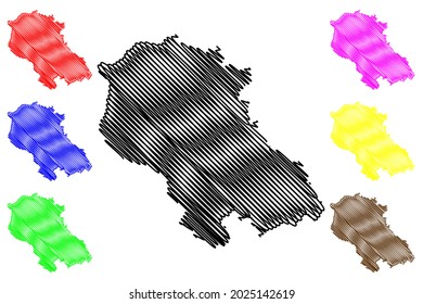 Coesfeld district (Federal Republic of Germany, State of North Rhine-Westphalia, NRW, Munster region) map vector illustration, scribble sketch Coesfeld map