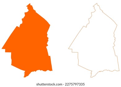 Coevorden City and municipality (Kingdom of the Netherlands, Holland, Drenthe province) map vector illustration, scribble sketch Koevern map