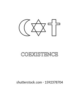 Coexistence icon. İnterfaith brotherhood symbol. Logo design element