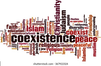 Coexistence word cloud concept. Vector illustration