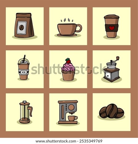 Cofee bean barista icons vector graphics