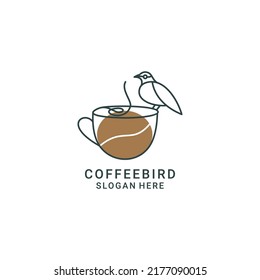 Cofee Bird Logo Design Icon Vector