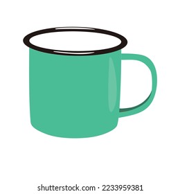 Fondo blanco de fondo verde de la taza del café