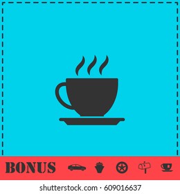 Cofee cup icon flat. Simple vector symbol and bonus icon