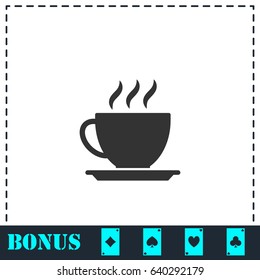 Cofee cup icon flat. Simple vector symbol and bonus icon