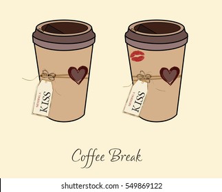 Cofee cup icon flat. Vector illustration symbol and bonus pictogram. Coffee Cup, vector eps10