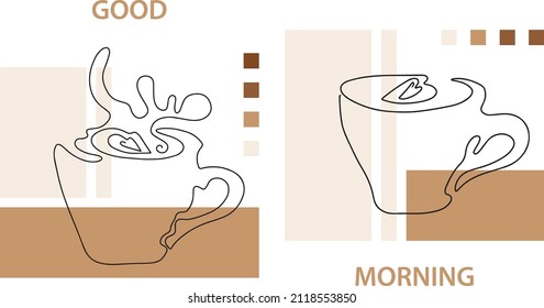 Cofee cup line graphic good morning
