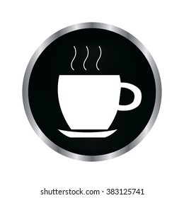 cofee cup - vector icon on a black button