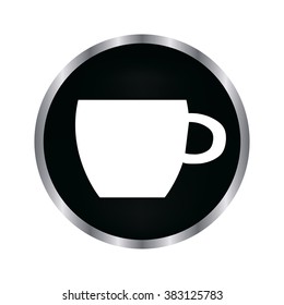 cofee cup - vector icon on a black button