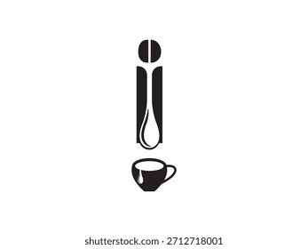 Elementos de Plantilla de diseño de logotipo de letra I de goteo de café