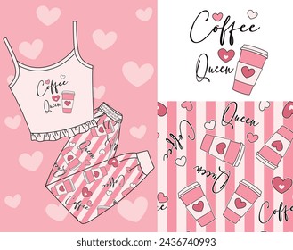 cofee graphic tees for girl sleepwear design