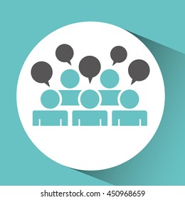 coference in networking and teamwork cooperation icon, vector illustration