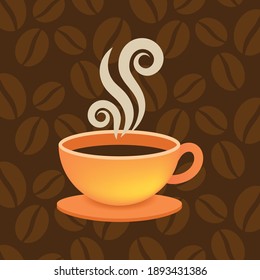 Coffe background. Coffee lover artwork. Steaming hot coffee. Mug of coffee.