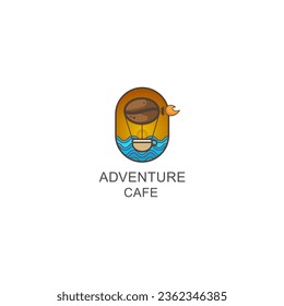 coffe ballon adventure logo design  coffe cup logo design