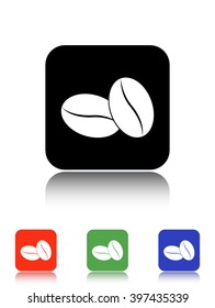 coffe beans vector icon - black and colored buttons