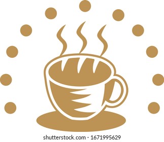 Coffe and bread vintage Logo Vector Illustration