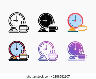 Coffe Break icon set with line, outline, flat, filled, glyph, color, gradient. Editable stroke and pixel perfect. Can be used for digital product, presentation, print design and more.