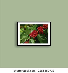 Coffe cherry farm vector Art Illustration photo frame