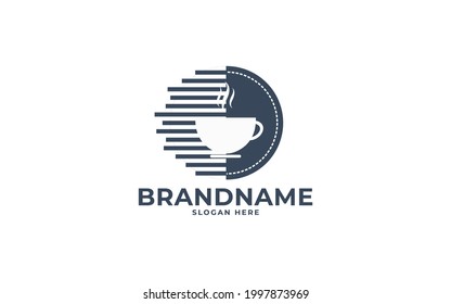 Coffe circle cup minimalist icon symbol template logo design