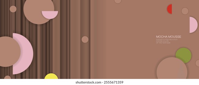 Coffe color Geometry lines and circles on chocolate Mocha delicious Mousse background textured design background template