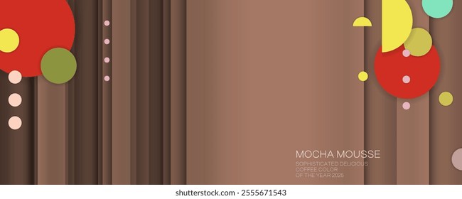 Coffe color Geometry lines and circles on chocolate Mocha delicious Mousse background textured design background template
