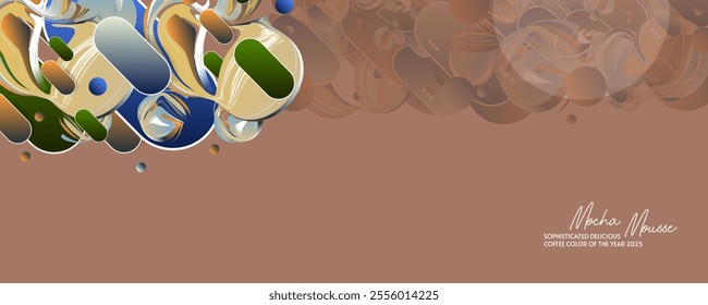 Coffe color Geometry lines and circles on chocolate Mocha delicious Mousse background textured design background template