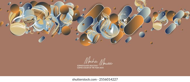 Coffe color Geometry lines and circles on chocolate Mocha delicious Mousse background textured design background template