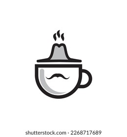 coffe cowboy logo icon illustration.