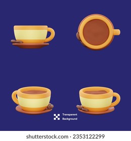 Coffe Cup 3D icon Illustration With Different Point of view