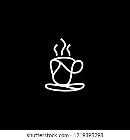 Coffe Cup Abstract Outline Vector On Black Background