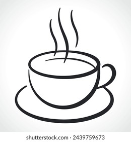 coffe cup black contour drawing