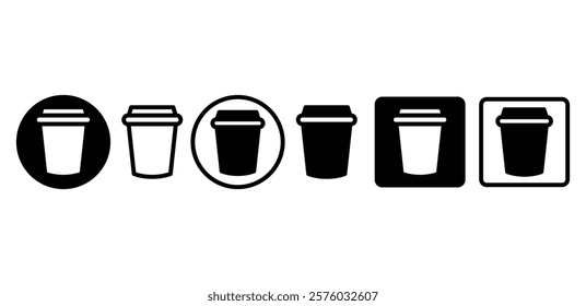 coffe cup drink icon symbol sign vector design black white color flat illustration collection isolated