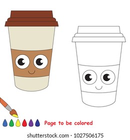 Coffe Cup Funny to be colored, the coloring book for preschool kids with easy educational gaming level.