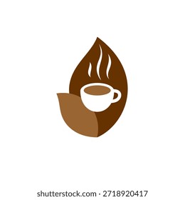 coffe cup leaf logo minimalist flat design