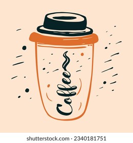 coffe cup, coffe mug, vector outline design, coffee bean 