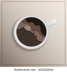 Coffe cup paper layered style illustration.