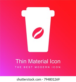Coffe cup red and pink gradient material white icon minimal design