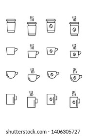 Coffe Cups Line Icons - Vectors