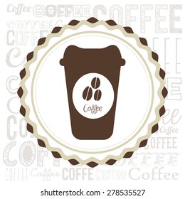 Coffe design over letters background, vector illustration