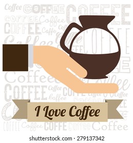 Coffe design over letters background, vector illustration