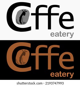 Coffe Eatery Typografy Logo Vorlage Vektorsymbol-Design und Kaffeebär
